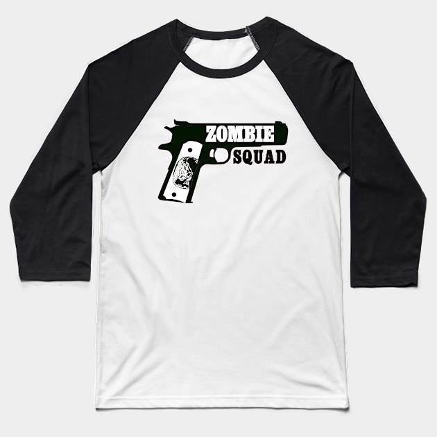 Zombie Squad Baseball T-Shirt by retrogameraddict